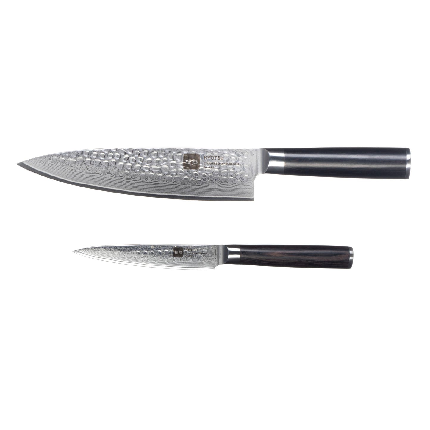 Kyotsu 2er-Set Pakka: Chefmesser und Allzweckmesser freigestellt vor weissem Hintergrund.
