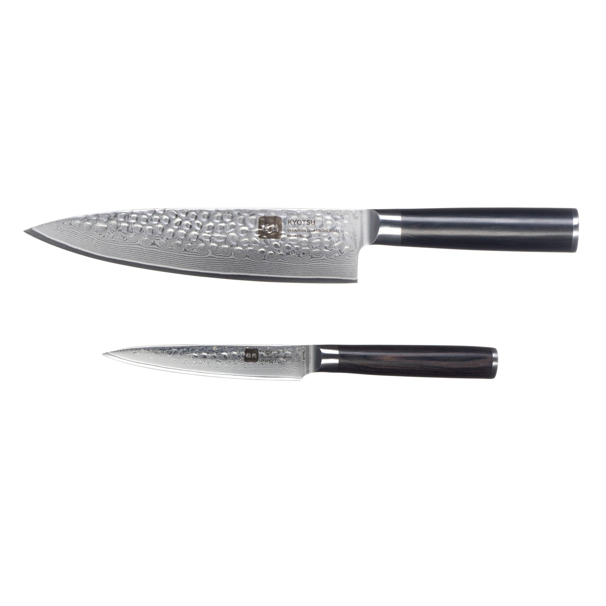 Kyotsu 2er-Set Pakka: Chefmesser und Allzweckmesser freigestellt vor weissem Hintergrund.