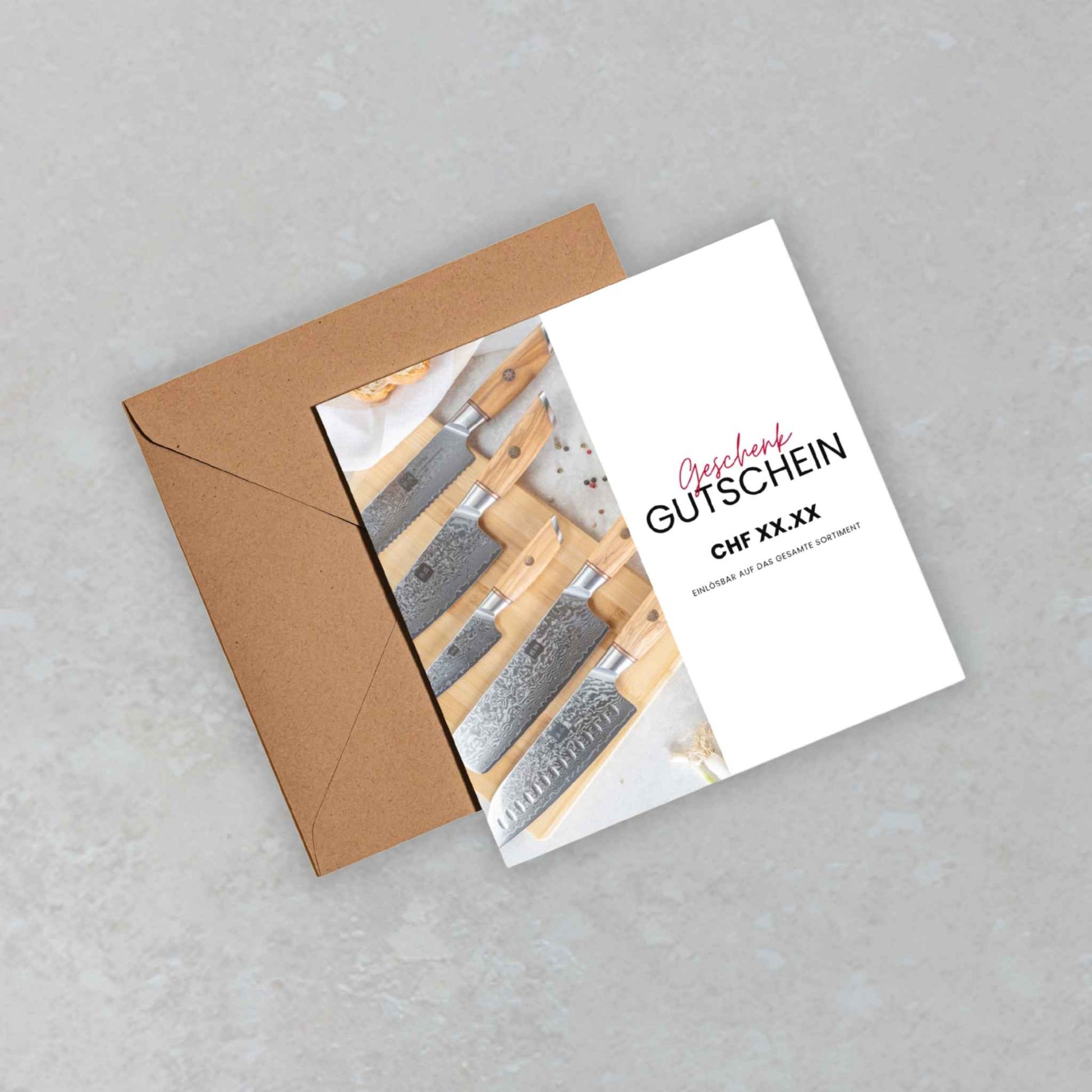 Geschenkgutschein von Kyotsu mit Briefumschlag